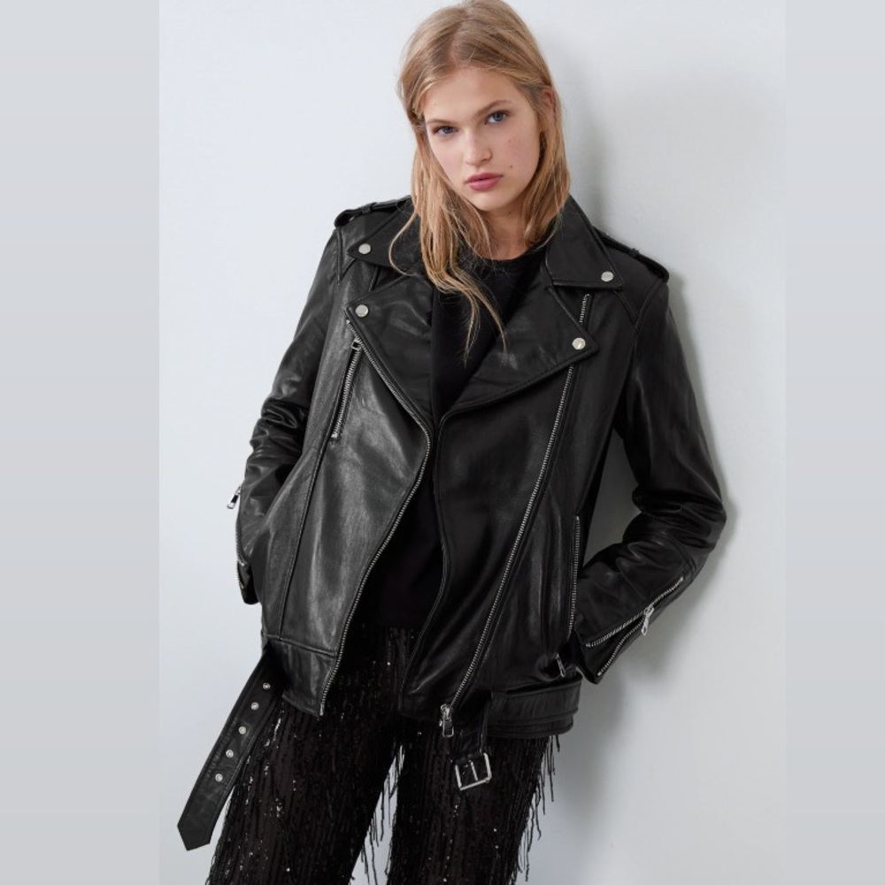 Oversized Leather Biker Jacket